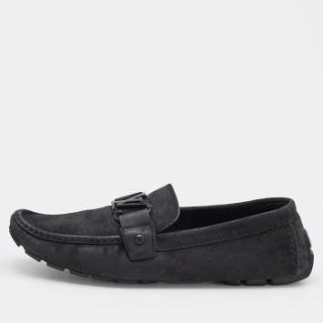 Louis Vuitton Black Suede Monte Carlo Slip On Loafers Size 44 Louis Vuitton