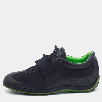 Pre Owned Louis Vuitton Black Fabric And Leather Low Top Sneakers Size 39