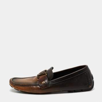 Pre Owned Louis Vuitton Brown Leather Monte Loafers Size 40.5 