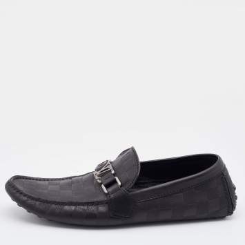 Pre Owned Louis Vuitton Black Damier Infini Leather Hockenheim Slip on Loafers Size 41