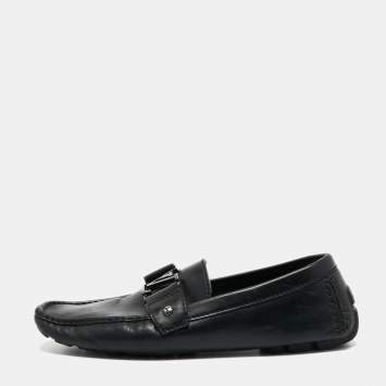 مملوكة مسبقًا Louis Vuitton Black Leather Monte Carlo Loafers Size 42