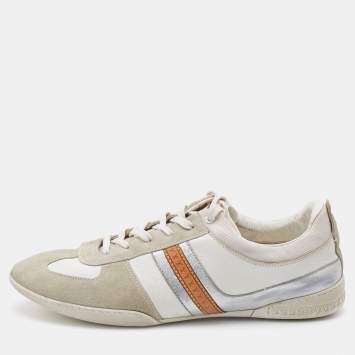 Pre Owned Louis Vuitton Tricolor Leather and Suede Low Top Sneakers Size 42.5