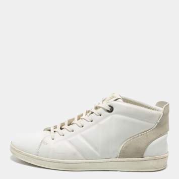 مملوكة مسبقًا Louis Vuitton White Leather and Suede High Top Sneakers Size 41