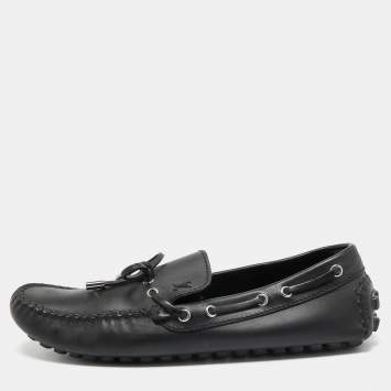 Pre Owned Louis Vuitton Black Leather Arizona Loafers Size 42.5