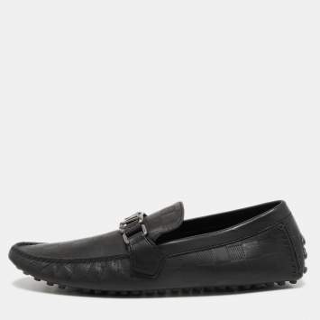 Pre Owned Louis Vuitton Black Damier Leather Monte Carlo Loafers Size 41