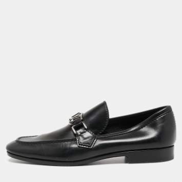 Pre Owned Louis Vuitton Black Leather Hockenheim Loafers Size 41 