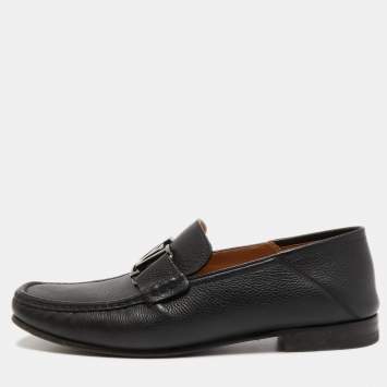 Pre Owned Louis Vuitton Black Leather Monte Carlo Collapsible Heel Loafers Size 40