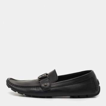 Pre Owned Louis Vuitton Black Leather Monte Carlo Loafers Size 44.5