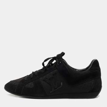 Pre Owned Louis Vuitton Black Suede and Canvas Low Top Sneakers Size 43
