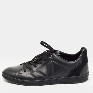 Pre Owned Louis Vuitton Black Leather Low Top Sneakers Size 42.5 