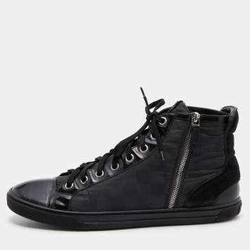 Louis Vuitton Black Suede LV Trainer Sneakers Size 44