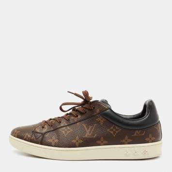 Pre Owned Louis Vuitton Brown Monogram Canvas and Leather Frontrow Low Top Sneakers Size 40