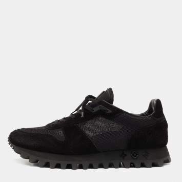 Pre Owned Louis Vuitton Black Suede And Mesh Runner Low Top Sneakers Size 42