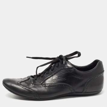 Pre Owned Louis Vuitton Black Leather Brogues Low Top Sneakers Size 42.5