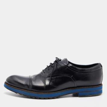 Pre Owned Louis Vuitton Black Leather Lace Up Oxfords Size 42.5