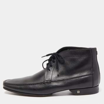 Pre Owned Louis Vuitton Black Leather High Top Loafers Size 42