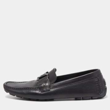 Pre Owned Louis Vuitton Black Leather Monte Carlo Loafers Size 41.5