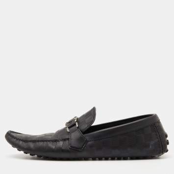 Pre Owned Louis Vuitton Black Damier Infini Leather Hockenheim Slip On Loafers Size 44