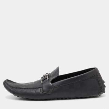 Pre Owned Louis Vuitton Black Damier Infini Leather Hockenheim Slip On Loafers Size 42