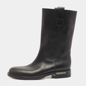Pre Owned Louis Vuitton Black Leather Calf Length Boots Size 42