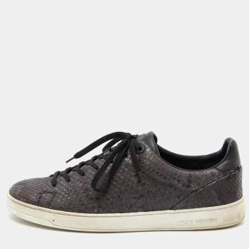 Pre Owned Louis Vuitton Two Tone Python Frontrow Sneakers Size 43.5