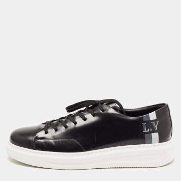 Pre Owned Louis Vuitton Black Leather Beverly Hills Sneakers Size 44