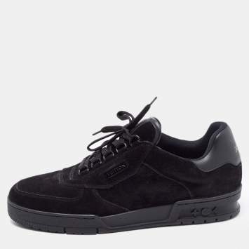 Pre Owned Louis Vuitton Black Leather and Suede Lace Up Sneakers Size 42