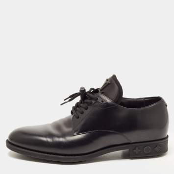 Pre Owned Louis Vuitton Black Leather Lace Up Derby Size 41