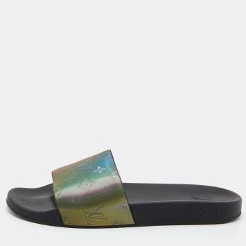 Pre Owned  Louis Vuitton Multicolor Iridescent Monogram Rubber Waterfront Slides Size 43