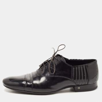 مملوكة مسبقًا Louis Vuitton Black Brogue Leather Lace Up Oxford Size 42