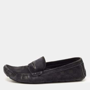 Pre Owned Louis Vuitton Black Suede Monte Carlo Loafers Size 43.5  