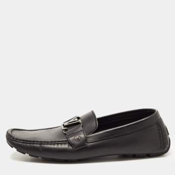 Pre Owned Louis Vuitton Black Leather Monte Carlo Loafers Size 43