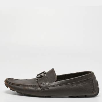 Pre Owned Louis Vuitton Dark Brown Leather Monte Carlo Loafers Size 43.5