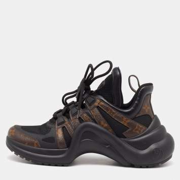 Pre Owned Louis Vuitton Black/Brown Mesh and Monogram Canvas Archlight Sneakers Size 41