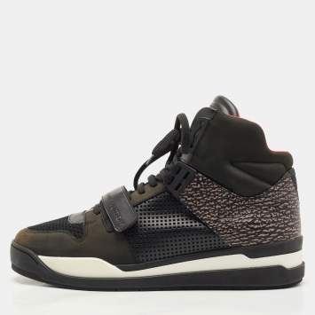 Pre Owned Louis Vuitton Black Perforated Leather and Nubuck Trailblazer Sneakers Size 43