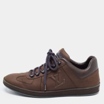 Pre Owned Louis Vuitton Brown Nubuck and Leather Low Top Sneakers Size 41