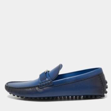 مملوكة مسبقًا Louis Vuitton Ombre Blue Leather Hockenheim Slip On Loafers Size 41