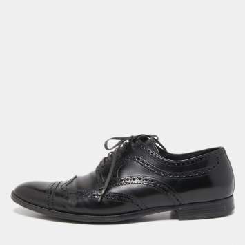 Pre Owned Dolce & Gabbana Black Brogue Leather Lace Up Derby Size 41