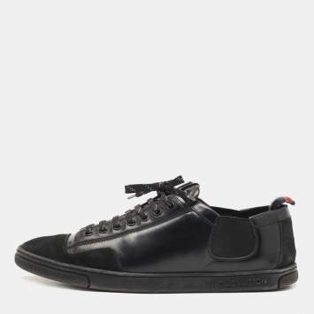 Pre Owned Louis Vuitton Black Leather and Suede Low Top Sneakers Size 41