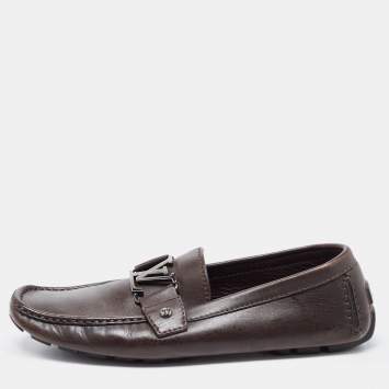 Pre Owned Louis Vuitton Brown Leather Monte Carlo Loafers Size 42