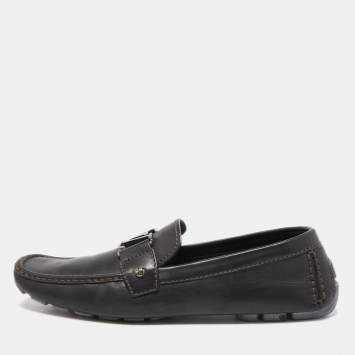 Pre Owned Louis Vuitton Black Leather Monte Carlo Loafers Size 44