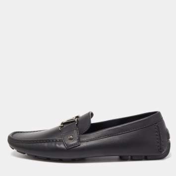 مملوكة مسبقًا Louis Vuitton Black Leather Monte Carlo Loafers Size 42.5