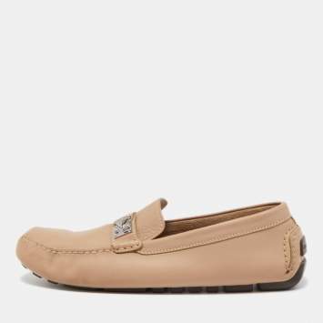 Pre Owned Louis Vuitton Beige  Leather Lombok Slip On Loafers Size 45.5