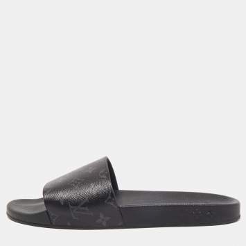 Pre Owned Louis Vuitton Two Tone Monogram Canvas Waterfront Slides Size 45