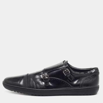 Pre Owned Louis Vuitton Black Leather Monk Strap Loafers Size 46 