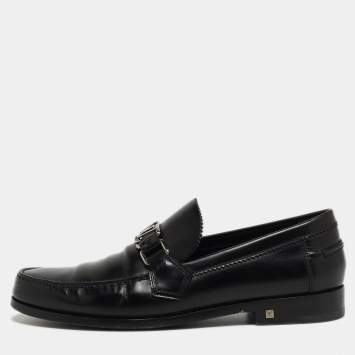 Pre Owned Louis Vuitton Black Glossy Leather Dress Loafers Size 41
