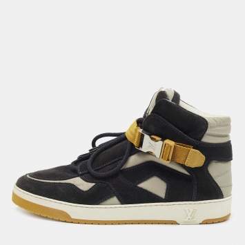 Pre Owned Louis Vuitton Two Tone Suede and Nylon High Top Sneakers Size 40