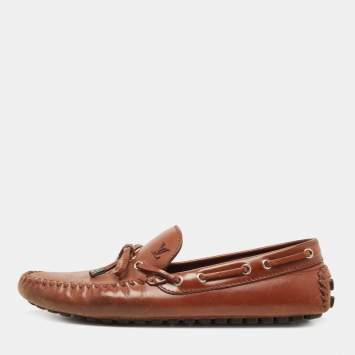 Pre Owned Louis Vuitton Brown Leather Arizona Loafers Size 43
