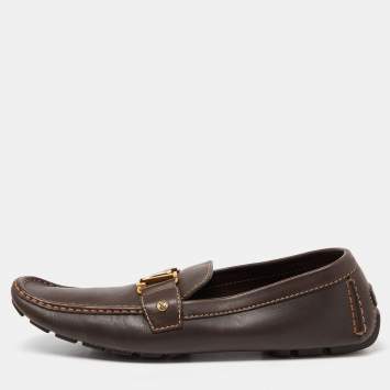 Pre Owned Louis Vuitton Brown Leather Monte Carlo Loafers  Size 45.5