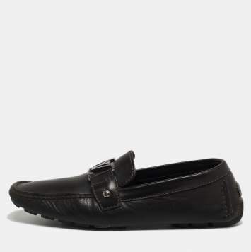 Pre Owned Louis Vuitton Black Leather Monte Carlo Loafers Size 43